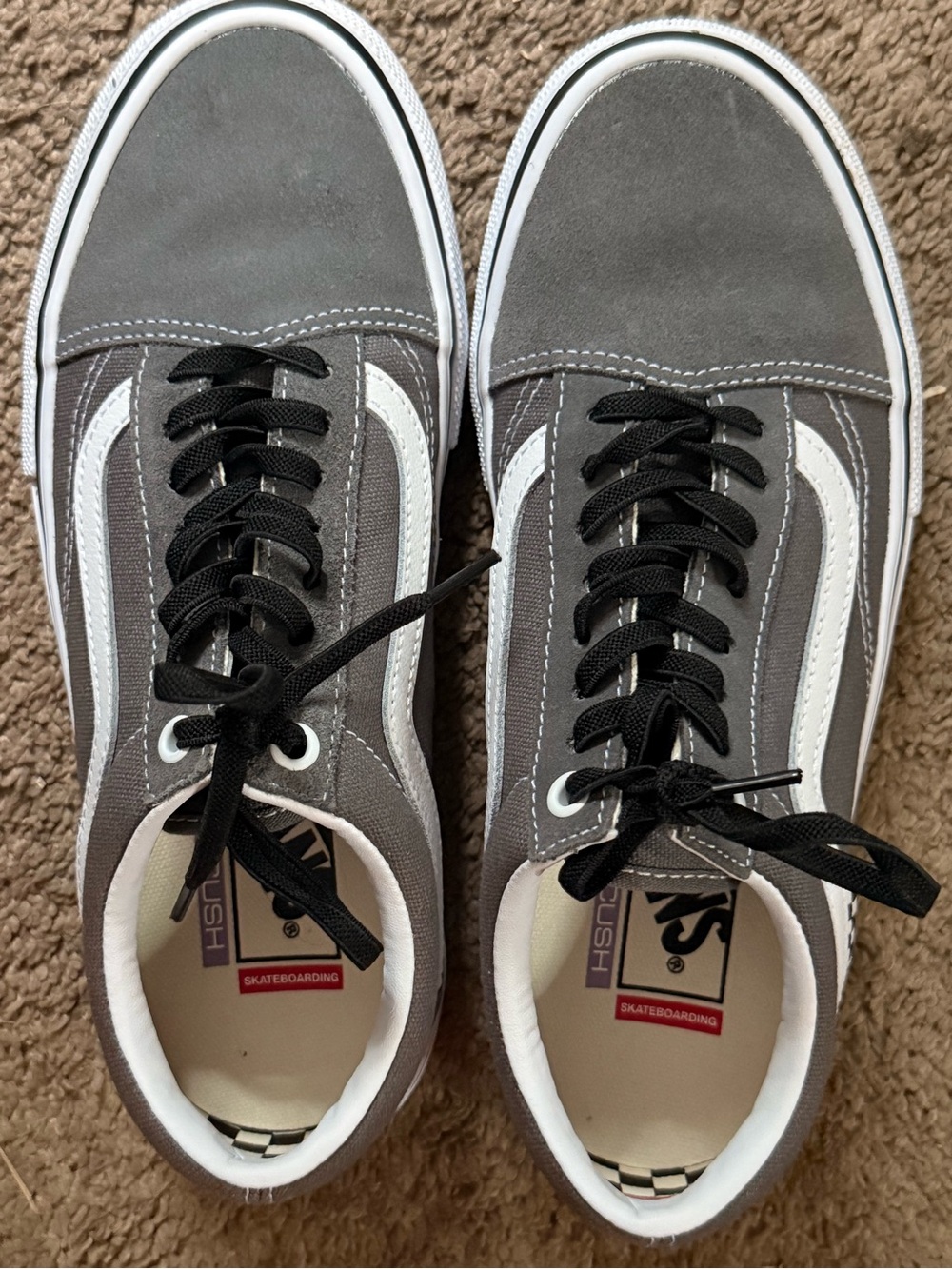 Vans Gray Canvas Sneakers with White Side Stripe
